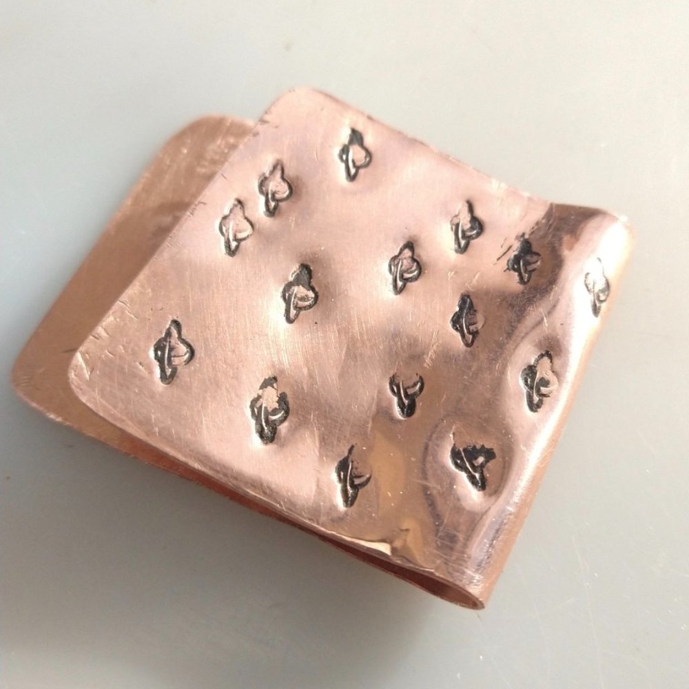 Solid Copper Money Clip Saturn Handmade Rustic Men Planet Gift Usher Father Dad - Picture 3 of 11